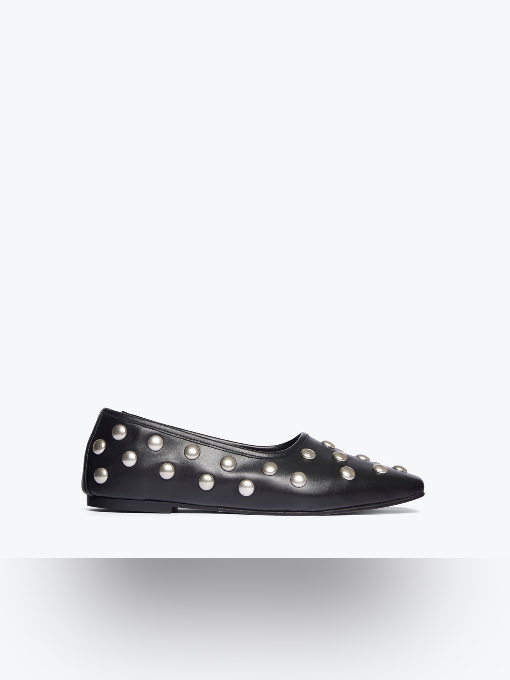 Frda Salvador Jessie Ballet Flat Black Calf With Studs Size 6